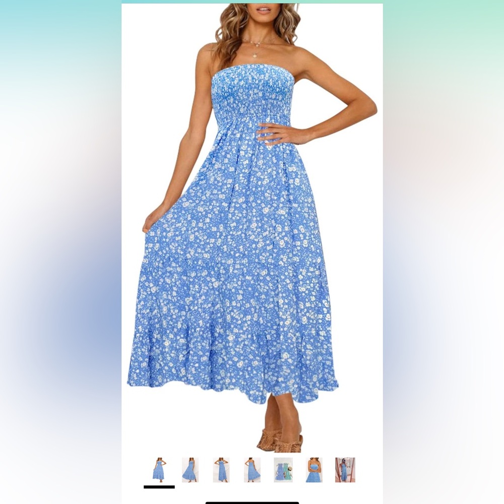 NWT coral blue floral halter dress.